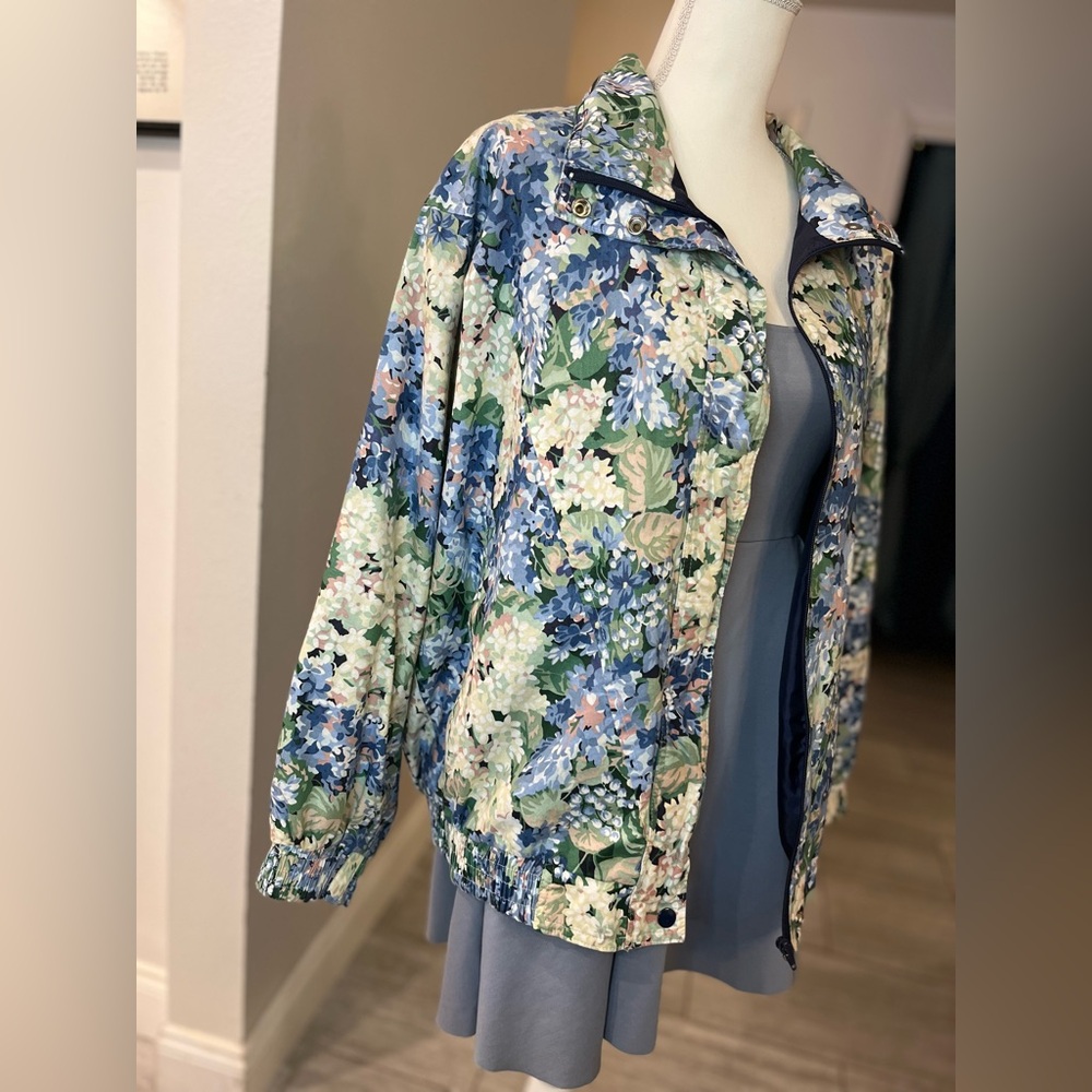 Rare Find! Vintage Ribbons Floral Lined Windbreaker Jacket - Size Large - Picture 5 of 17